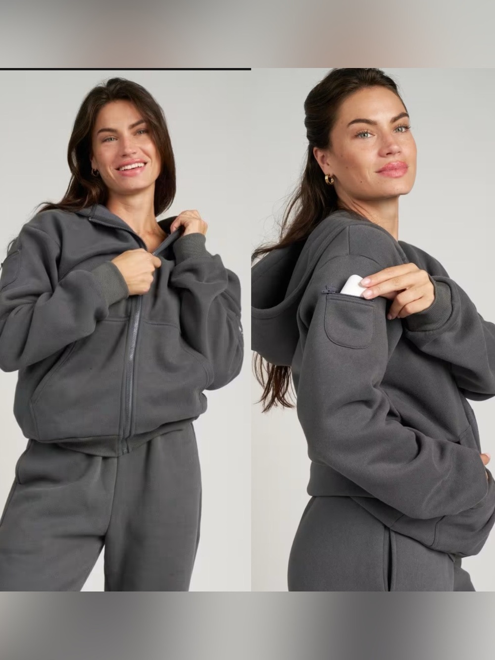 Comfrt Travel Essentials Zip Hoodie- Steel Grey